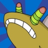 I love the crazed zombie expression here, and the INSISTENT background.