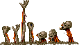 Stretchy corpses just beneath the soil of the graveyard. They'lle hold you down as they eat.